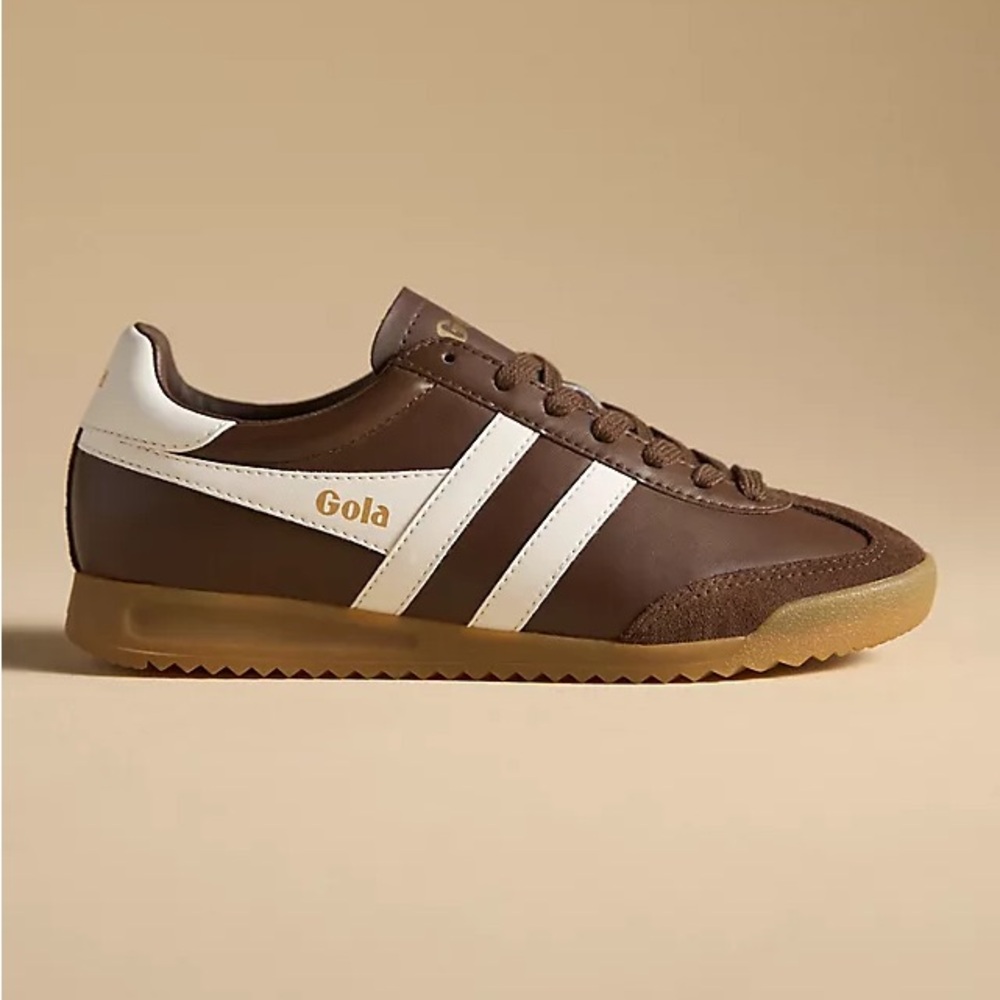 Gola Anthropologie Exclusive Torpedo Leather Sneakers Dark Brown Off White